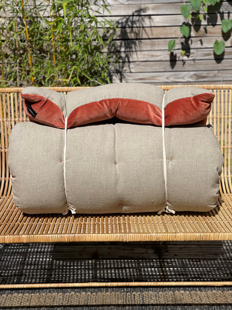 Lyla Linen / Velvet floor mattress 70 x 175cm Rust / Natural