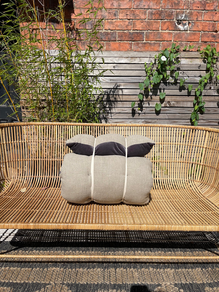 Lyla Linen / Velvet floor mattress 45 x 125 cm Charcoal/ Natural