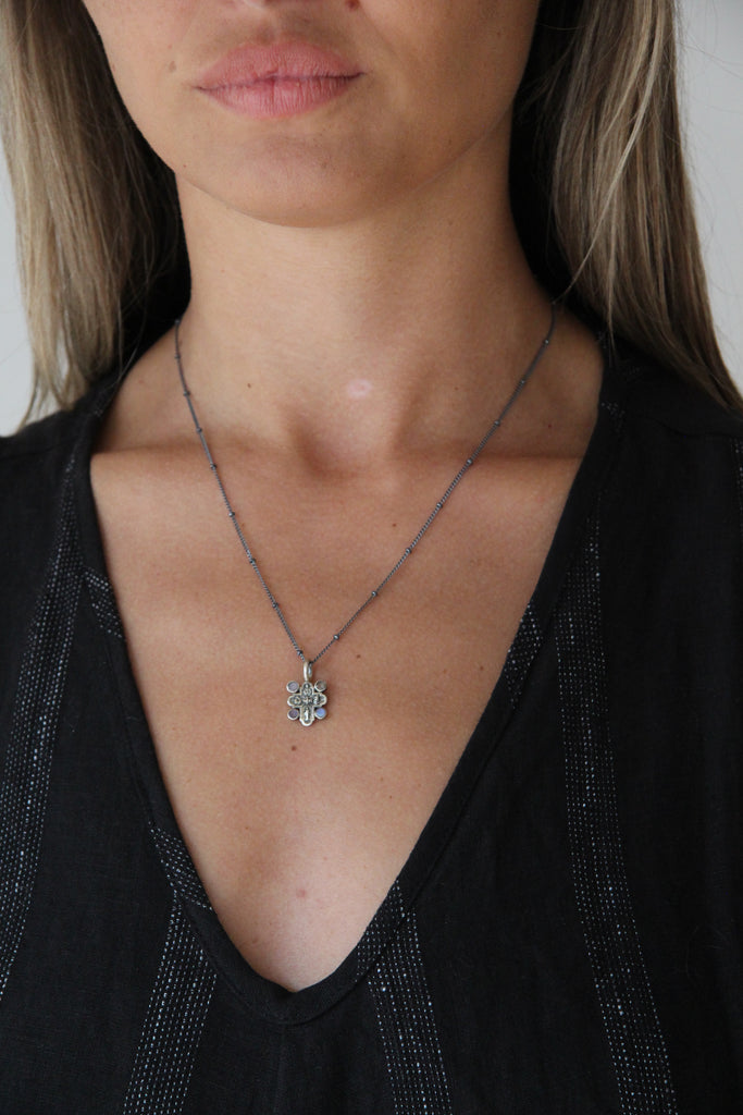 Tiny cross & Moonstone necklace