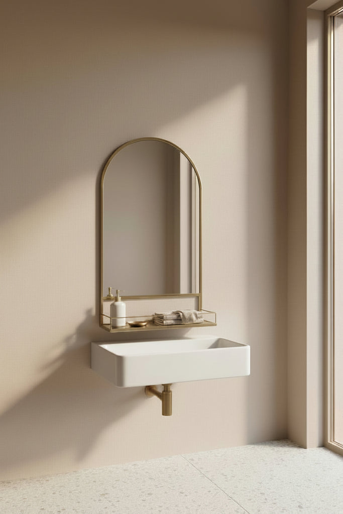 Thomas Gold iron mirror with shelf