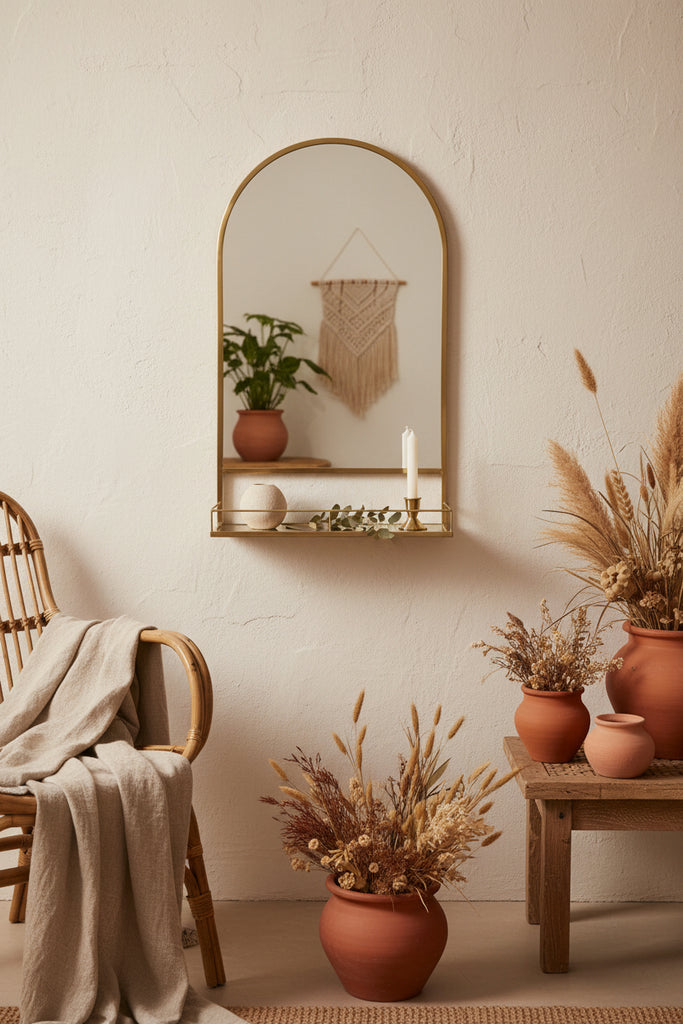 Thomas Gold iron mirror with shelf