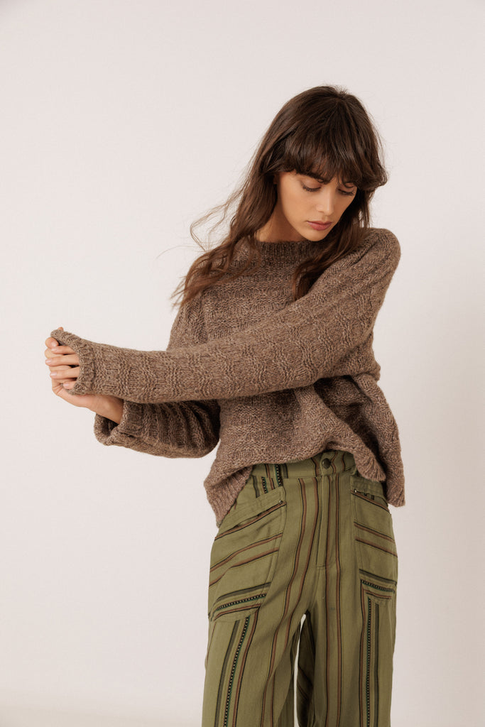AW26 DECORATIVE-KNIT SWEATER MINK