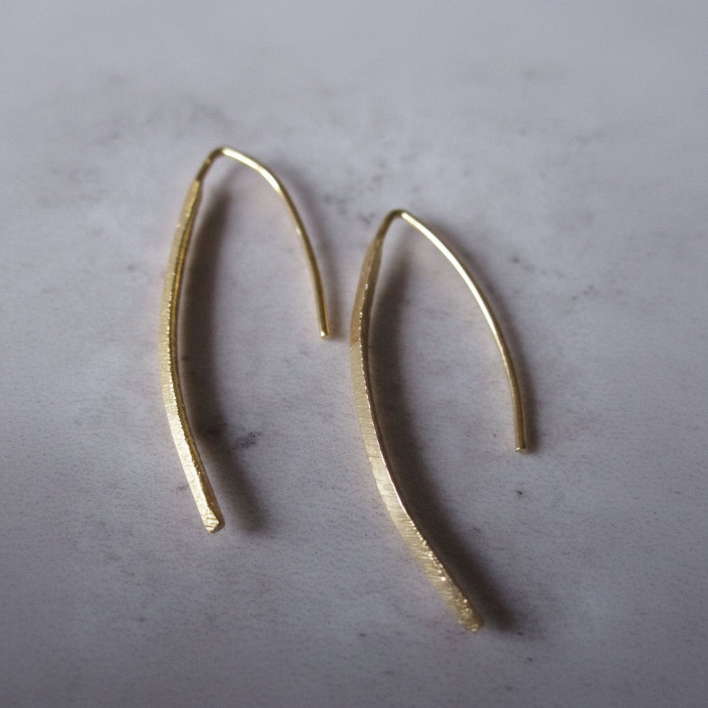 Small Curved Drop Earrings 925 Silver - Gold