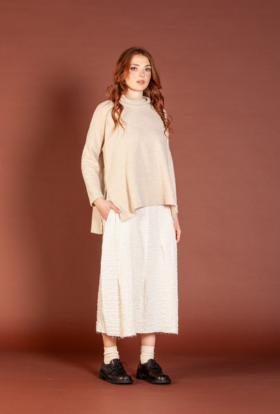 MAMA B AW25 NUNA SU PLAIN FRAYED HEMS SKIRT