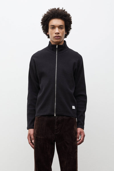 AW26 Norse Projects Teno Cotton Hemp Military Rib Zip Cardigan, Black