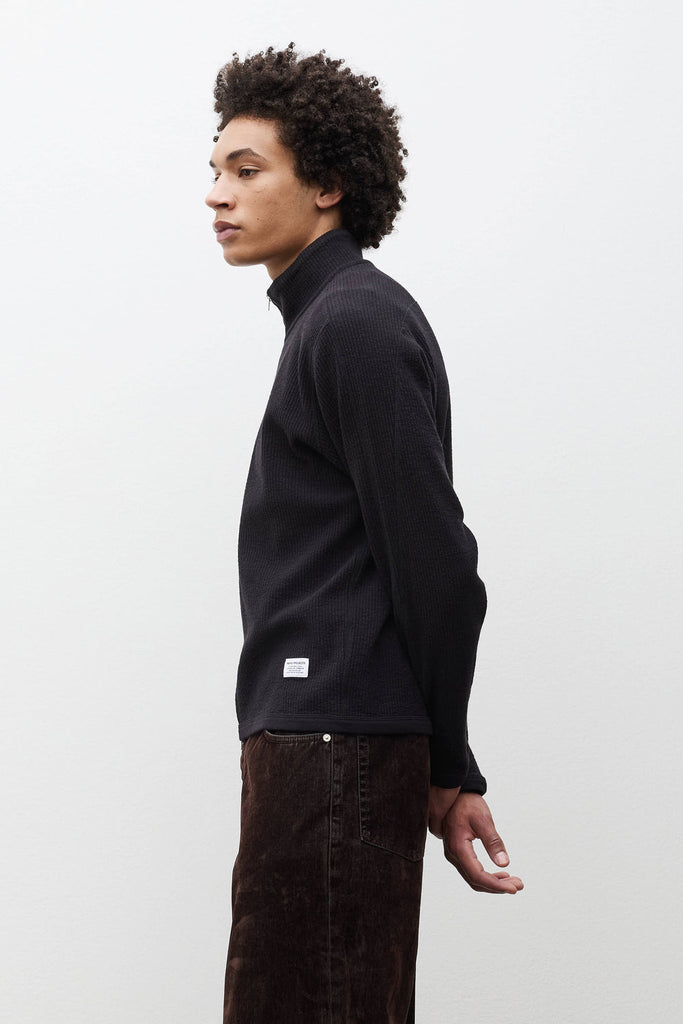 AW26 Norse Projects Teno Cotton Hemp Military Rib Zip Cardigan, Black