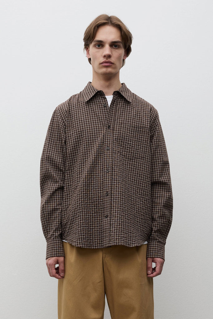 AW26 Norse Projects Kongshoved Check Relaxed Shirt, Delicioso Brown