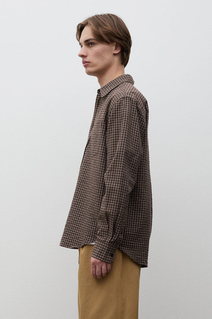 AW26 Norse Projects Kongshoved Check Relaxed Shirt, Delicioso Brown