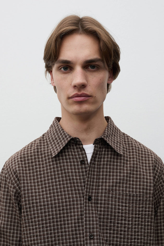 AW26 Norse Projects Kongshoved Check Relaxed Shirt, Delicioso Brown