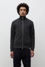 AW26 Norse Projects Hagen Wool Cotton Rib Full Zip Jacket, Dark Grey Melange