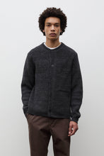 AW26 Norse Projects Gullverket Cotton Wool Rib Cardigan, Dark Grey Melange