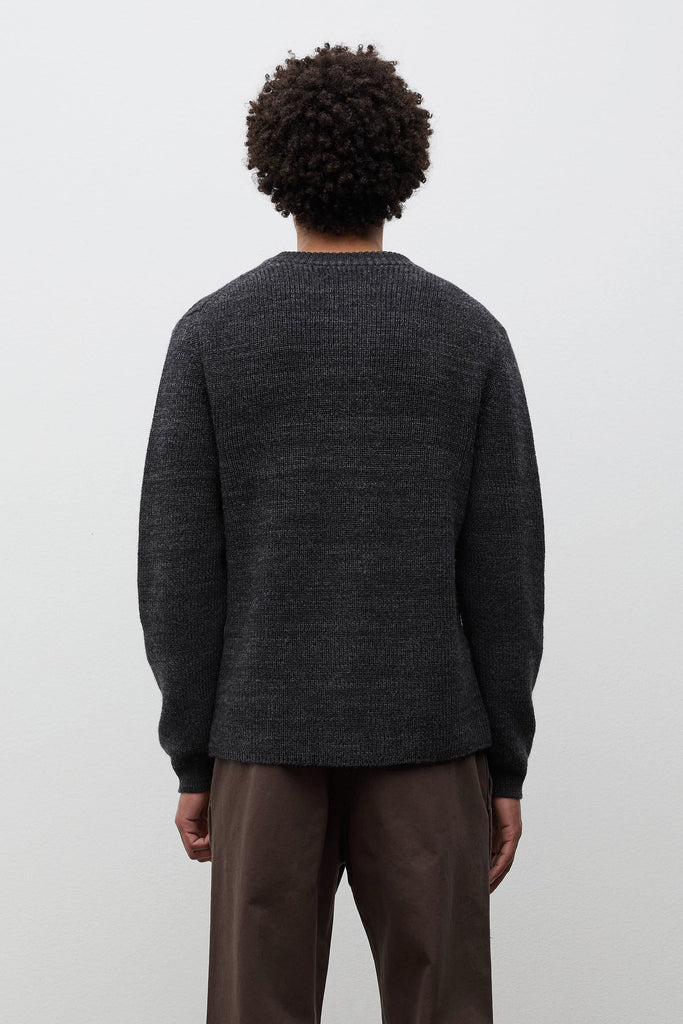 AW26 Norse Projects Gullverket Cotton Wool Rib Cardigan, Dark Grey Melange