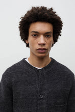 AW26 Norse Projects Gullverket Cotton Wool Rib Cardigan, Dark Grey Melange