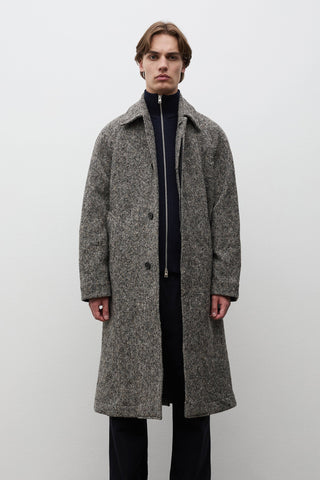 AW26 Norse Projects Reilstad Donegal Wool Balmacaan Raglan Coat, Charcoal Melange
