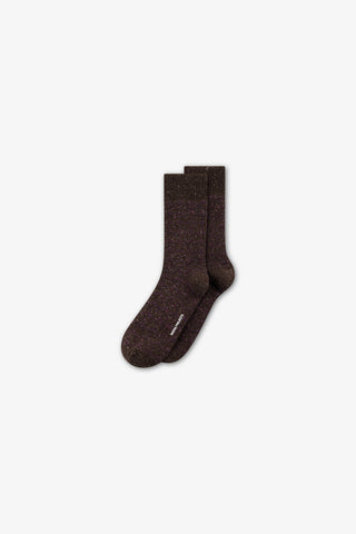 AW26 Norse Projects Bykle Neps Wool Rib Sock, Seal Brown