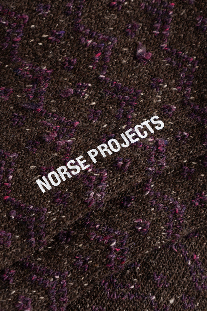 AW26 Norse Projects Bykle Neps Wool Rib Sock, Seal Brown