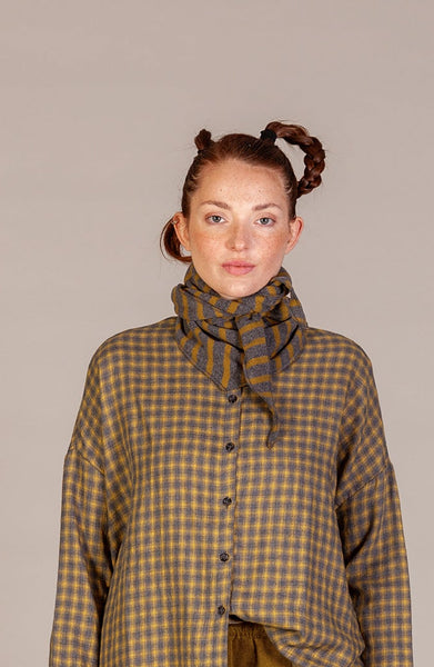 MAMA B AW26 TIPPY RIGA SCIARPA/SCARF GRIGIO 17235 O/S (THIN STRIPE)