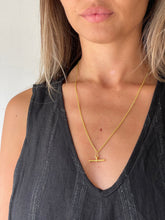 T-bar chain necklace - gold pendant - silver chain