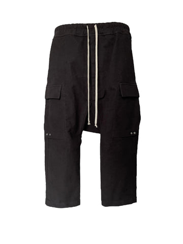 Rick Owens FW23 LUXOR CARGO CROPPED IN  BLACK BRUSHED HEAVY TWILL