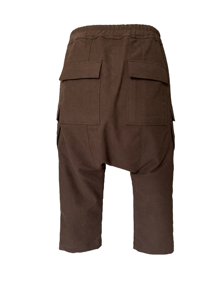 Rick Owens FW23 LUXOR CARGO CROPPED IN  BROWN BRUSHED HEAVY TWILL