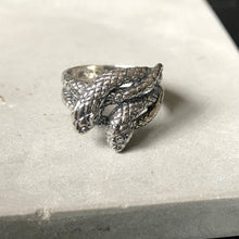 925 silver Double snake ring - Oxidised