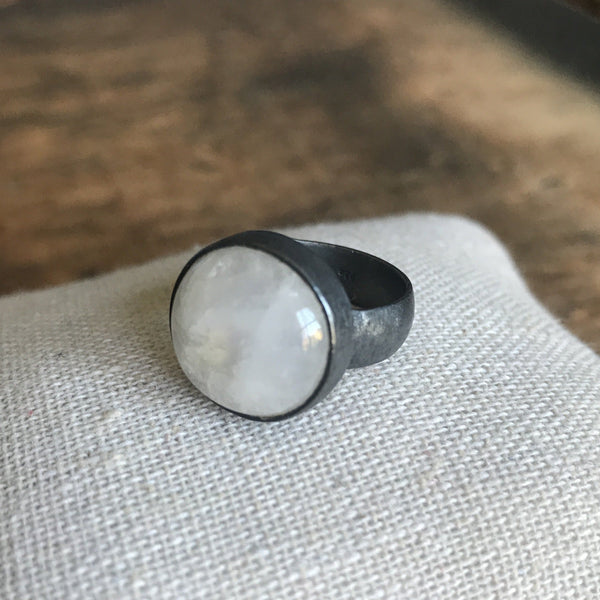 WDTS 925 Silver moonstone ring - oxidised
