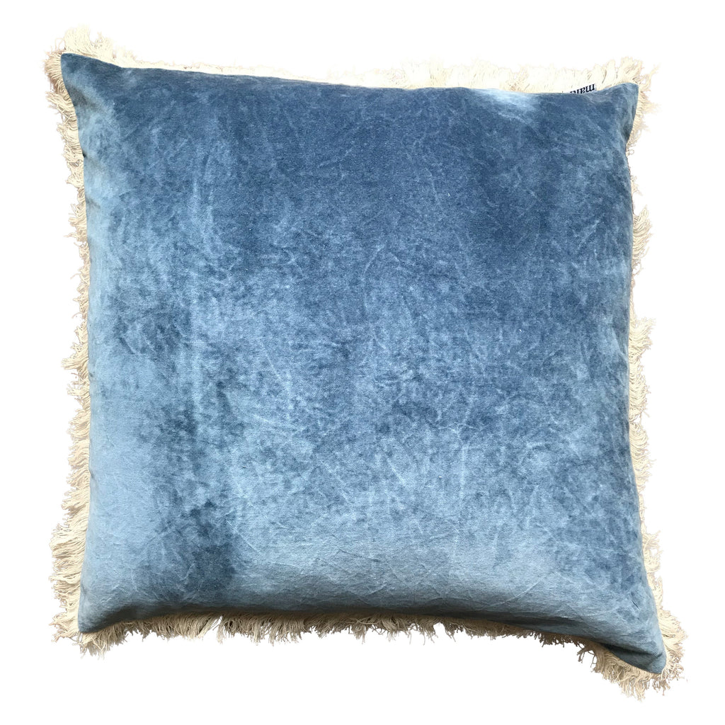 Stonewashed Velvet Cushion cover - blue 60x60