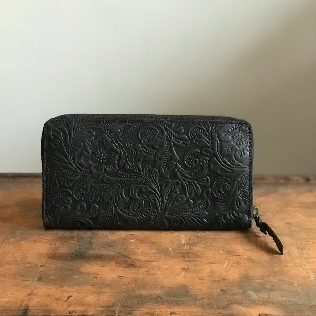 Zipped Purse / Wallet- New black floral