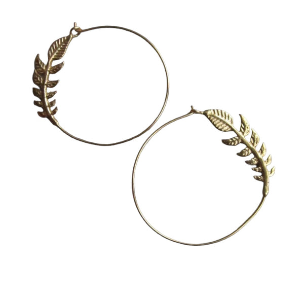 Leafy branch hoop - gold plated