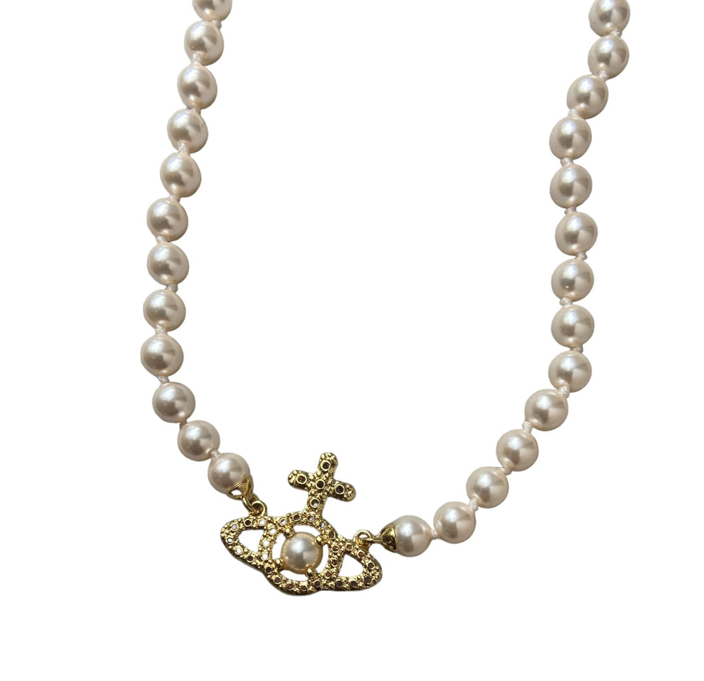 Vivienne Westwood Olympia Pearl Necklace - Gold/Creampearl/Pink