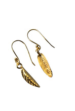 925 Silver Folded Leaf Earrings - Gold