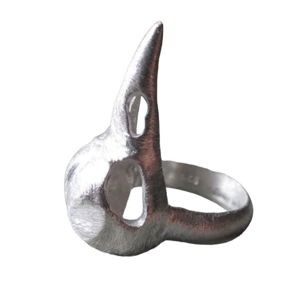 WDTS 925 Brushed Silver Bird Skull Ring