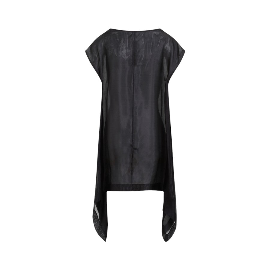 RICK OWENS SS24 LIDO FAUN TOP IN BLACK WASHED SILK HABOTAI