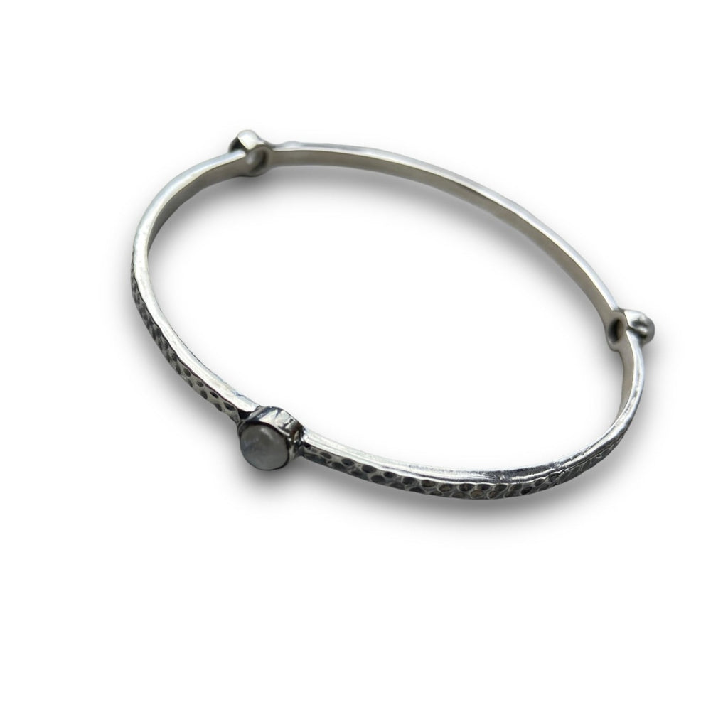 925 silver Tri stone bangle- moonstone