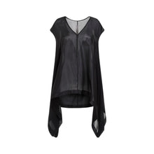 RICK OWENS SS24 LIDO FAUN TOP IN BLACK WASHED SILK HABOTAI