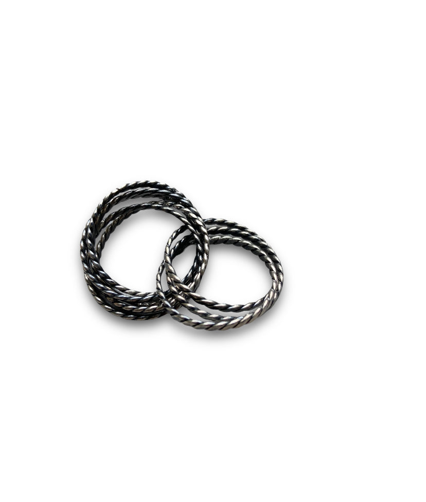 8 Twisted Silver Rings