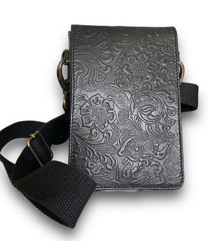 CollardManson black floral phone/ wallet bag