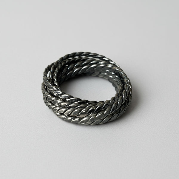 8 Twisted Silver Rings