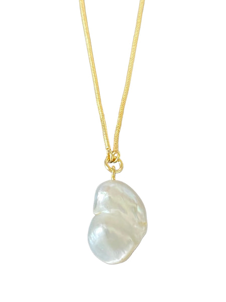 925 Gold Snake Chain Fresh Water Pearl Pendant