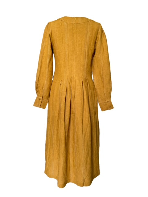 WDTS  - Tilly dress - Mustard Linen with a grey thread