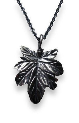 Oxidised 925 Silver leaf necklace