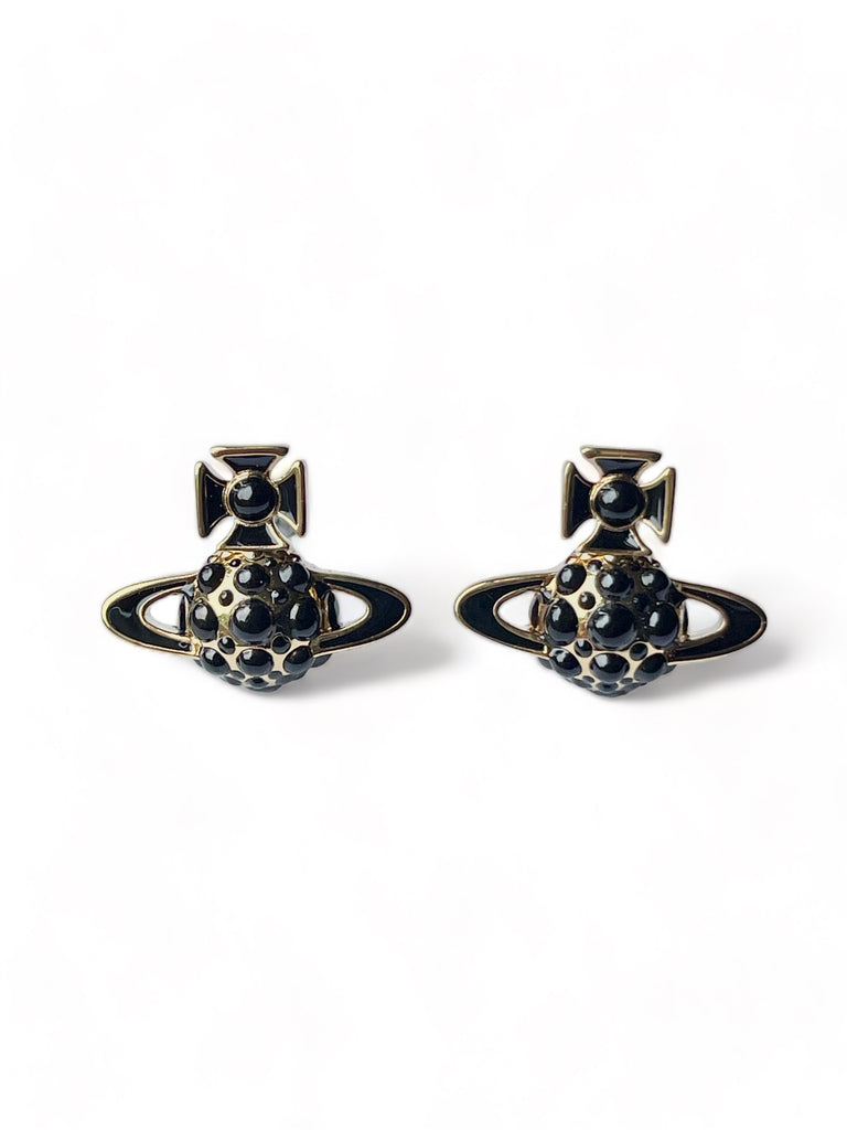 Vivienne Westwood Saffron Bas Relief Earrings - Gold/Black Enamel