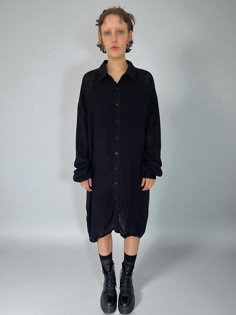 WDTS Shirt Dress in Cotton/Linen  - Black