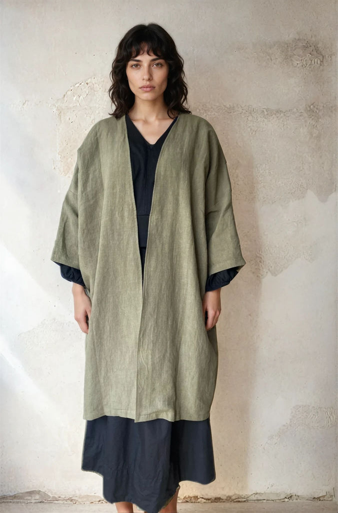 WDTS  - Danya Kimono coat Olive Linen