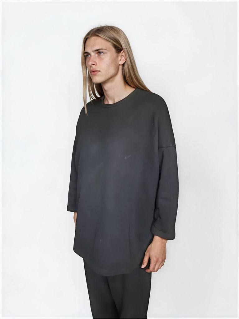 WDTS Asymmetric Heavy French Terry Heron Top Black