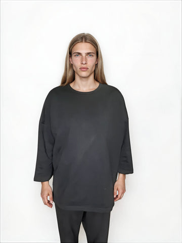WDTS Asymmetric Heavy French Terry Heron Top Black