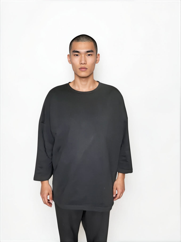 WDTS Asymmetric Heavy Jersey Heron Top Black