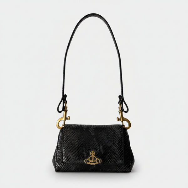 Vivienne Westwood Hazel Small Handbag Black Snake Leather