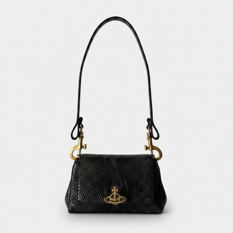 Vivienne Westwood Hazel Small Handbag Black Snake Leather