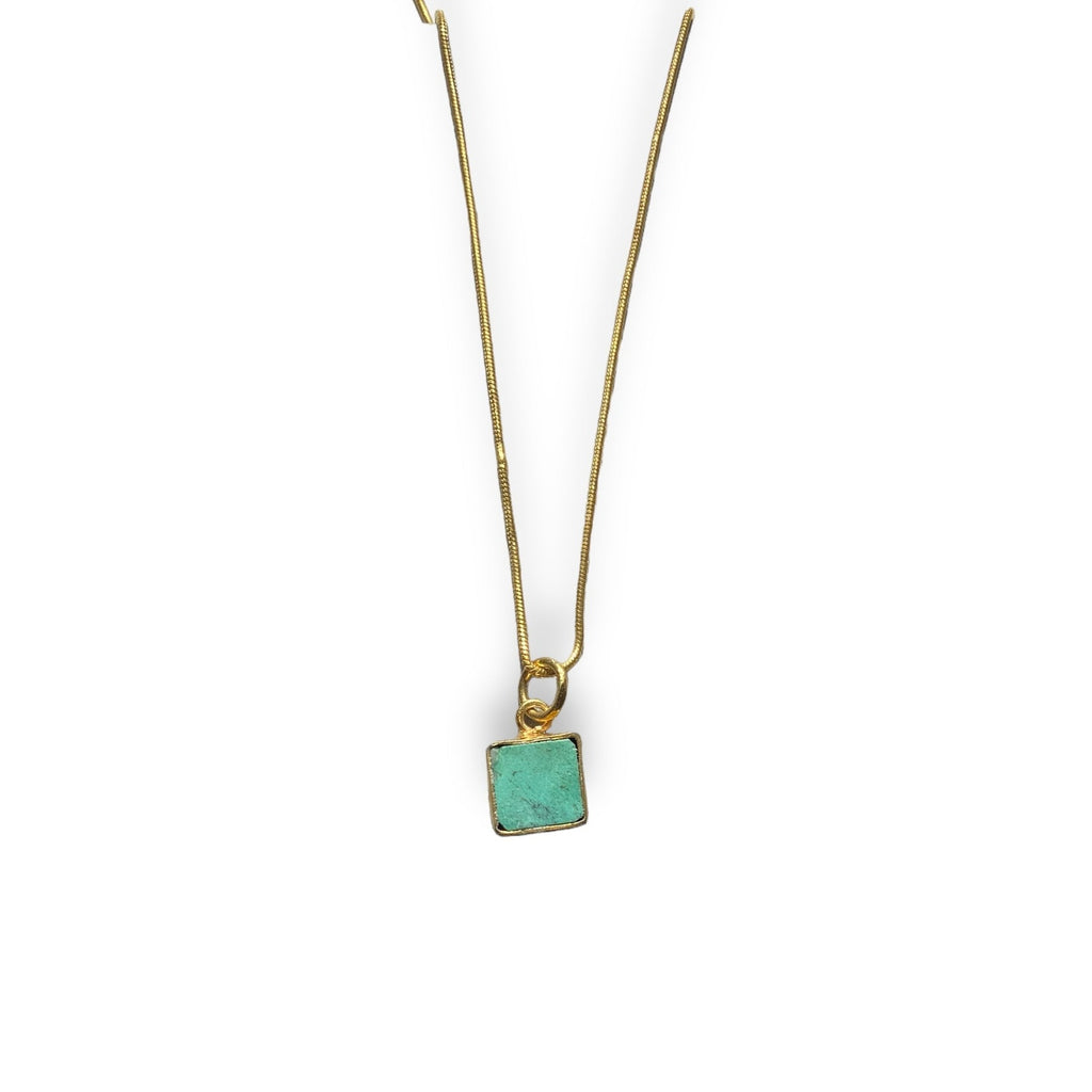 Joni Necklace - gold plated snake chain with turquoise pendant